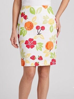 Vintage Talbots Fruit Floral Pencil Skirt Size 6 Made in USA